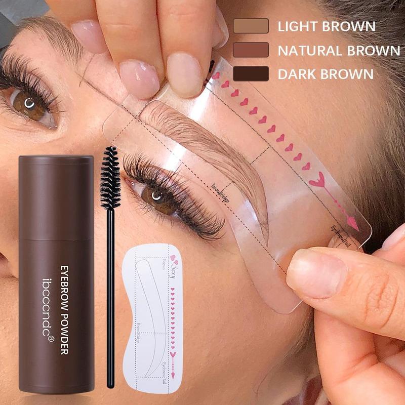 Eyebrow Powder & Eyebrow Brush & Eyebrow Stencil Kit, 1 Set Easy Coloring Eyebrow Powder Stick, Tinted Powder, Eyebrow Stencils, Eyebrow Brushes, Eyebrow Makeup