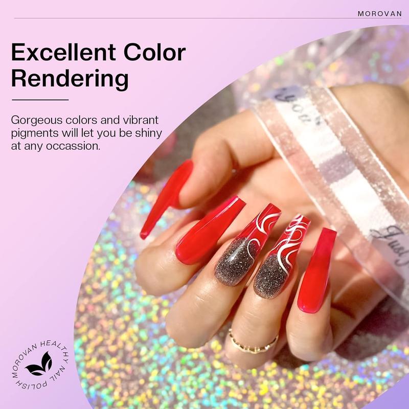 Morovan 12 Colors Poly Gel Nail Extension Set - Pure, Glitter, and Builder Gel for Beginners DIY Home Set Professional Nail Art