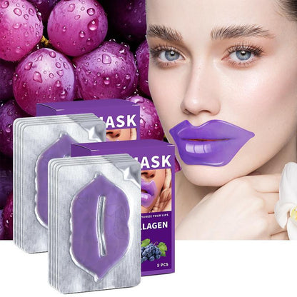 Grape Collagen Lip Mask, 10pcs/Box Moisturizing Lip Mask, Hydrating Lip Care Product for Women & Girls