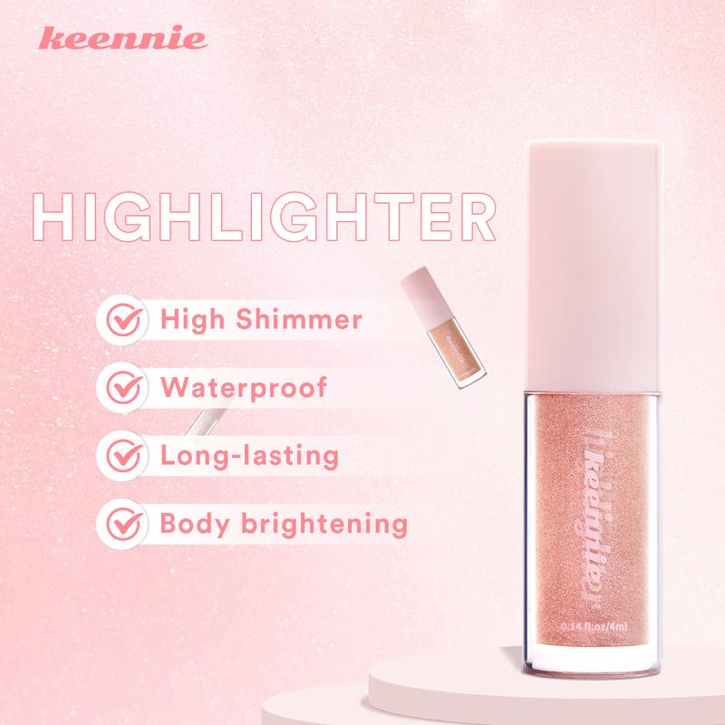 Illuminate with Glamour: KEENNIE Glowluxe Liquid Highlighter - Infused with Glitter and High-Shimmer, Long-lasting and Waterproof Formula for Radiant Shine on Face and Body. Elevate Your Makeup Collection with this Beauty Essential! Bronzer Dewy