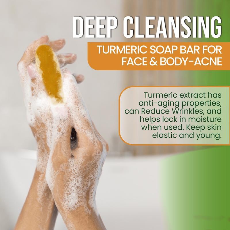 AMVital Turmeric Soap Bar for Face & Body, Dark Spots, Smooth Skin, Natural Handmade Soap