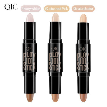 2 In 1 Double-end Highlight & Contour Stick, Versatile Makeup Balm Stick For Highlighting, Brightening, Contouring, Concealing, Shadow Drawing, Portable Multifunctional Makeup Stick