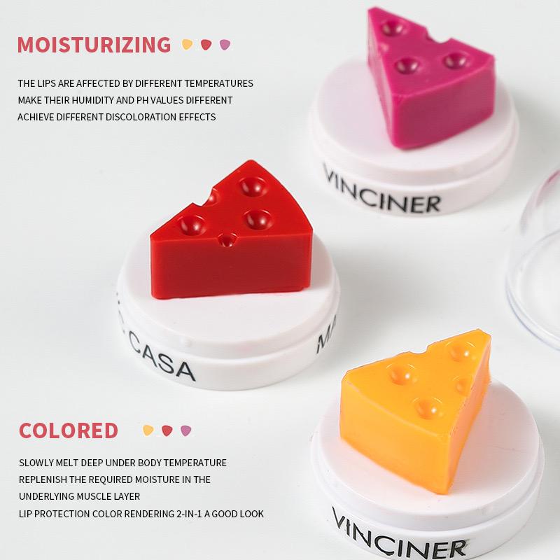 SIX Color Changing Moisturizing Balm, Cheese Design Lip Balm, Hydrating Lip Care