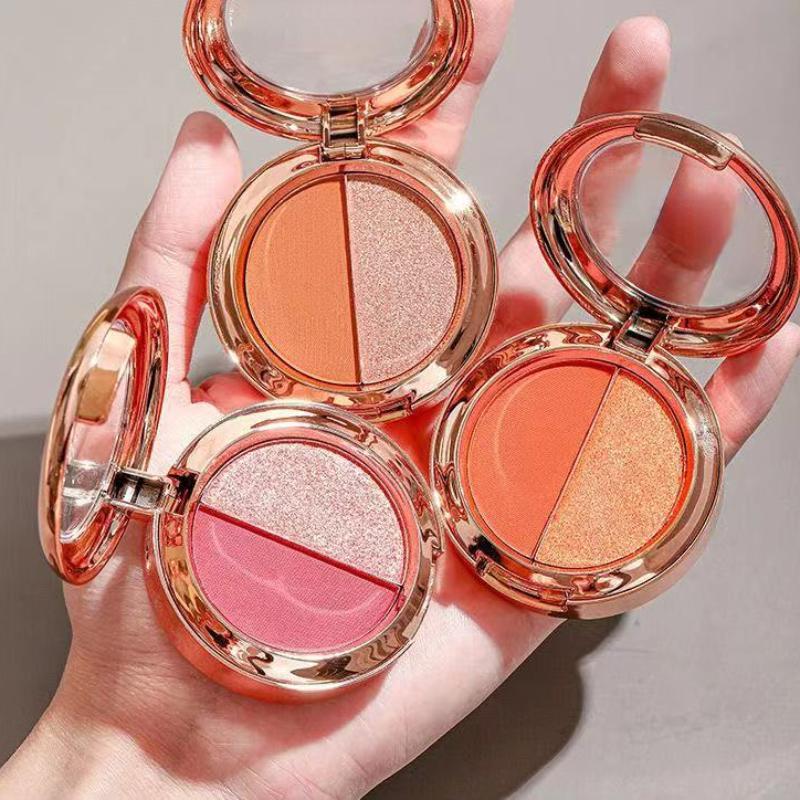 2-color Highlight Repair Tray, Blendable Makeup Palette, Portable Multi-color Eye Shadow Powder