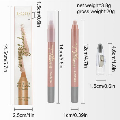 Long Lasting Shimmer Eyeshadow Stick with Pencil Sharpener, 1 Count High Pigmented Metallic Eye Shadow Stick, Glitter Eyeshadow, Glittering Brightening Highlighting Pen