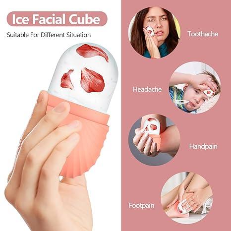 Facial Ice Roller,Silicone Facial Ice Roller,Facial and Eye Cube Ice Roller,Facial Beauty Ice Roller Skin Care Tools,Facial Ice Cube,Facial Scraping Massage,Facial Beauty Silicone Ice Moulds,Reusable Massage Silicone Ice Moulds