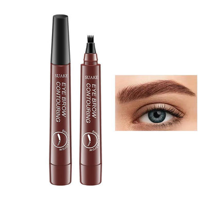 Waterproof Four-tooth Liquid Eyebrow Pencil, Long Lasting Eyebrow Liquid Pencil, Brow Styling Brush, Sweat Proof High Pigmented Brow Pen, Summer Cosmetic Gift