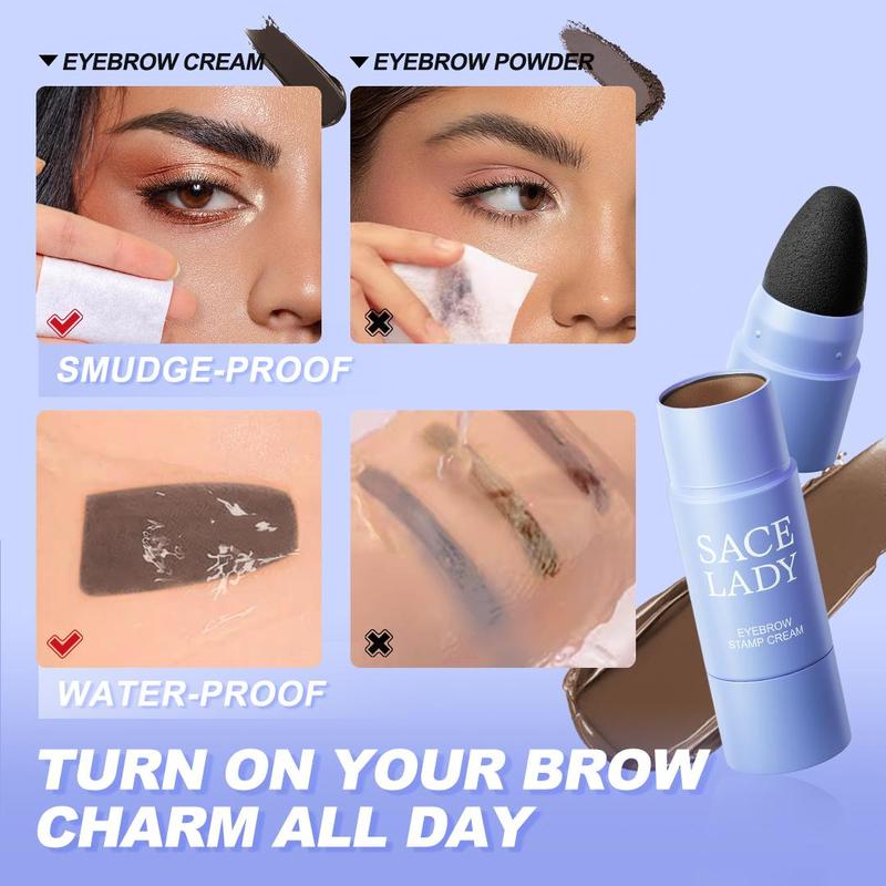 Waterproof Eyebrow Stamp Cream with Brush & Stencils, 1 Count Tinted Eyebrow Cream Eye Brow Coloring Styling Product, Eyebrow Cosmetic Set