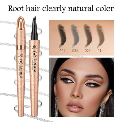 Quad Liquid Eyebrow Pencil, 1 Count Waterproof Fork Tip Eyebrow Pen, Long Lasting Eyebrow Pencil