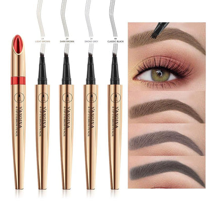 1 Piece 4D Waterproof Eyebrow Pencil, Long Lasting Eyebrow Pencil, Brow Styling Brush For Women & Girls