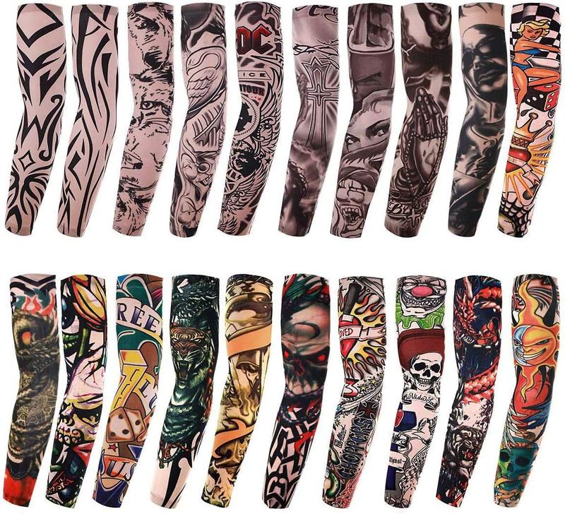 20PCS Set Arts Fake Temporary Tattoo Arm Sunscreen Sleeves Designs We send RANDOM DESIGN