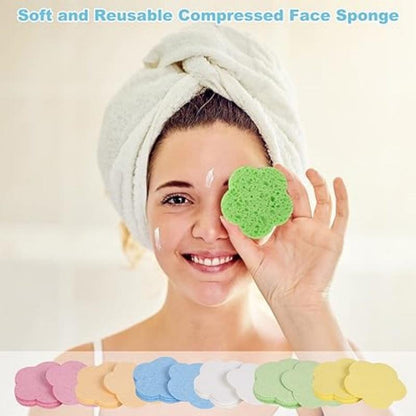 Flower Shaped Facial Cleansing Sponge, 60pcs/set Soft Face Cleansing Sponge, Face Cleaning Puff, Makeup Accessories