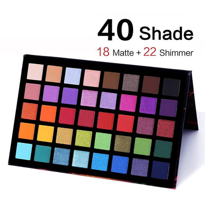 40 Color Eyeshadow Palette, Matte and Glitter Eye Shadow Makeup Palette with Colorful Soft and Smooth Powder, High Pigmented Blendable Powder Palette