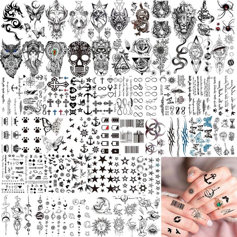 Animal Pattern Temporary Tattoo Sticker, 69pcs/set 3D Realistic Tiger Lion Pattern?Fake Tattoo Sticker, Body Art Sticker for Women & Men