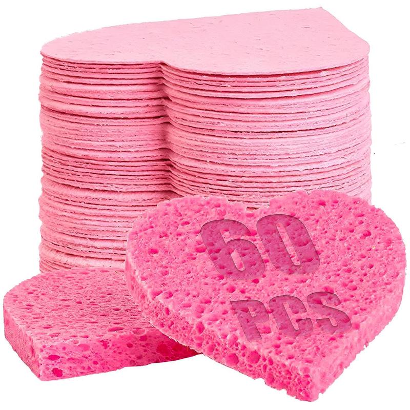 60-Count Compressed Facial Sponges | 100% Natural Cosmetic Spa Sponges for Facial Cleansing | Exfoliating Mask | Makeup Remover | Face Scrubber