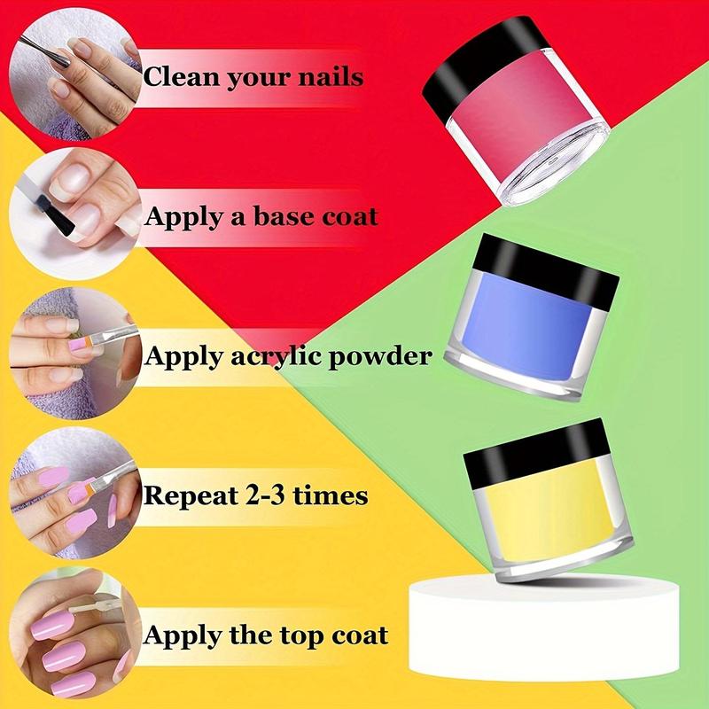 24 Color Acrylic Nail Art Powder Kit, 1 Set DIY Nail Art Extension Gift For Women & Girls, Nail Art & Nail Powder