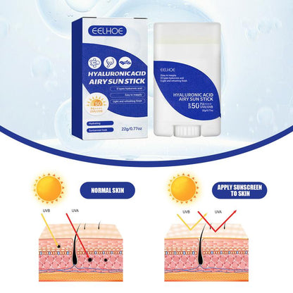 Hyaluronic Acid Sunscreen Stick Moisturizing, lightweight, refreshing, moisturizing, waterproof, SPF50+ UV protection Facial Skincare