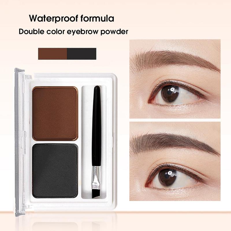 2 Color Eyebrow Powder Palette, Waterproof Long Lasting Eyebrow Powder, Smudge Proof Eye Brow Powder, High Pigmented Eye Brow Shading & Filling Powder