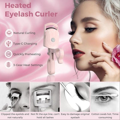 Electric Heated Eyelash Curler, Rechargeable Portable Eyelash Curler, Professional Makeup Tools for Women