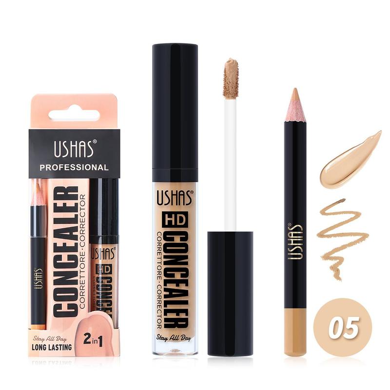 Long Lasting Concealer Set, 1 Count Concealer Cream & 1 Count Concealer Pen, Highlighting Concealers, Contouring Concealers, Dark Skin Covering Concealers, Makeup Accessories