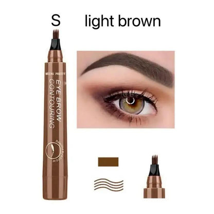 Four Fork Long Lasting Eyebrow Pencil, 1 Count Eyebrow Pencil with a Micro-Fork Tip Applicator, Brow Brush Makeup Tool, Effortlessly and Stays on All Day, Eye Makeup Products