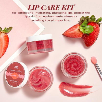 ANAiRUi Berries+VC Lip Care Kit - Lip Mask & Lip Sugar Scrub - Overnight Comfort Hydrating Lip Sleeping Mask & Lip Exfoliator Scrub - Moisturizing Lip Treatment Mask for Dry Chapped Cracked Peel - Lip Repair Moisturizer for Lip Skincare Routine for Women