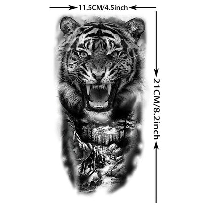 Tiger Pattern Temporary Tattoo Sticker, 8 Counts Fake Tattoo Sticker, Body Art Sticker for Women & Men, Realistic Tattoo Sticker for Arms, Legs, Ankle, Neck, Back