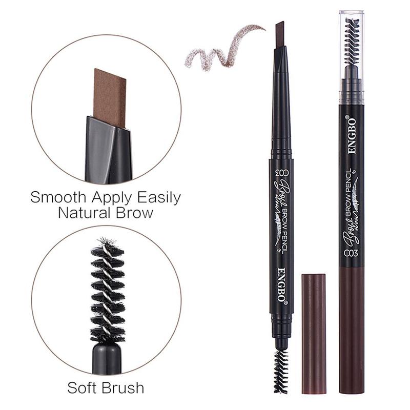 Double-ended Eyebrow Pencil, 5 Counts/set Long Lasting Eyebrow Pencil, Brow Styling Brush, Eye Brow Makeup Tool, Eyebrow Makeup Brushes, Makeup Brushes, Cosmetic Beauty Supplies