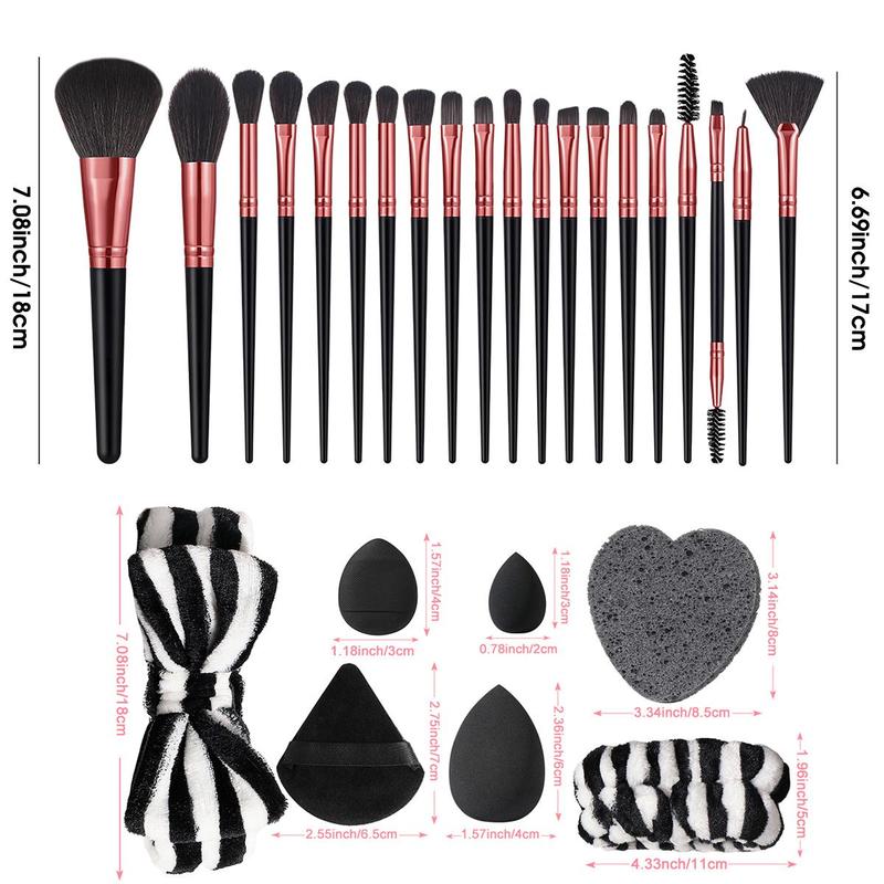 Makeup Tool Set, 35pcs Portable Travel Makeup Brushes Beauty Sponges Powder Puffs Cosmetic Set, Makeup Tool Kit for Beginners for Liquid, Powder, Cream, Lotion, Midnight Shimmer