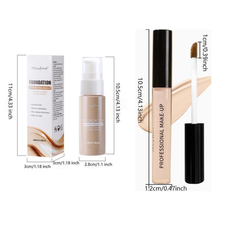 Long-lasting Matte Liquid Foundation & Concealer Set, 1 Count Hydrate Foundation & 2 Counts Lightweight Concealer, Facial Makeup Set