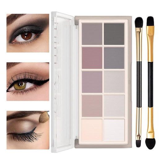 10 Colors Eyeshadow Palette, Wterproof Long Lasting High Pigment Eyeshadow Palette,Ultra-Blendable Smooth Matte Eye Makeup Palette,Naturing-Looking Nude Matte Eyeshadow with 2 Brush