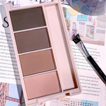 4 Color Eyebrow Powder Palette, Waterproof Long Lasting Eyebrow Powder, Smudge Proof Eye Brow Powder, High Pigmented Eye Brow Shading & Filling Powder, Natural Eye Makeup Powder Palette