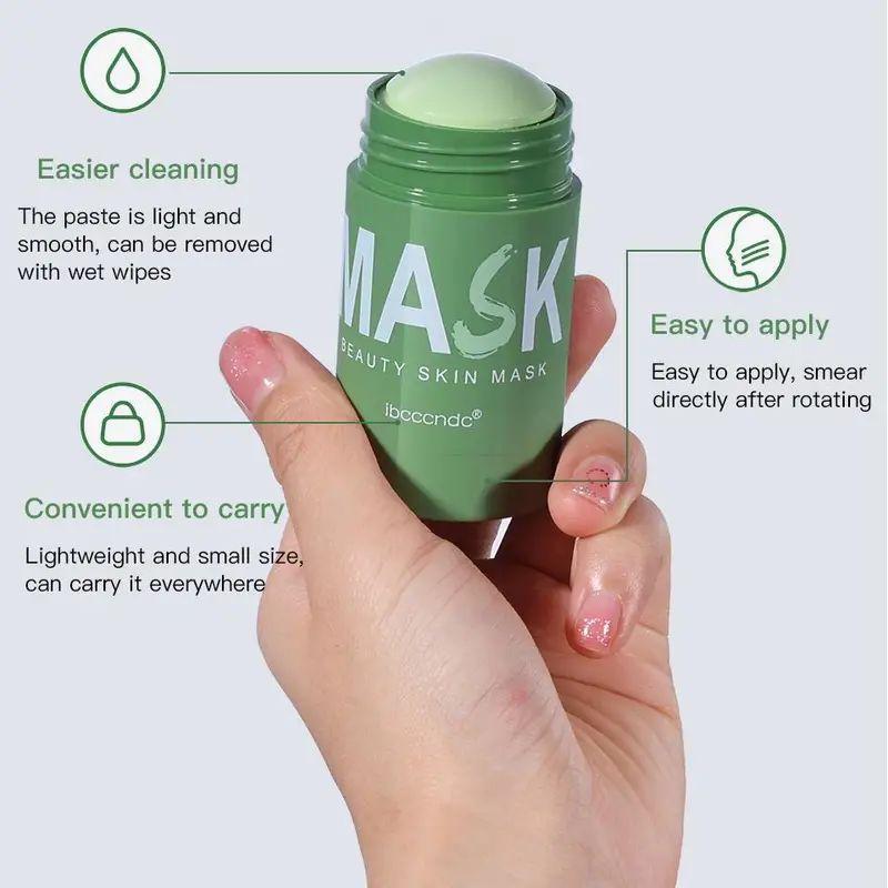 Green Tea Essence Mud Mask Stick, 1 Count Blackhead Reduction Nourishing Solid Face Mask, Oil Control Mask Stick