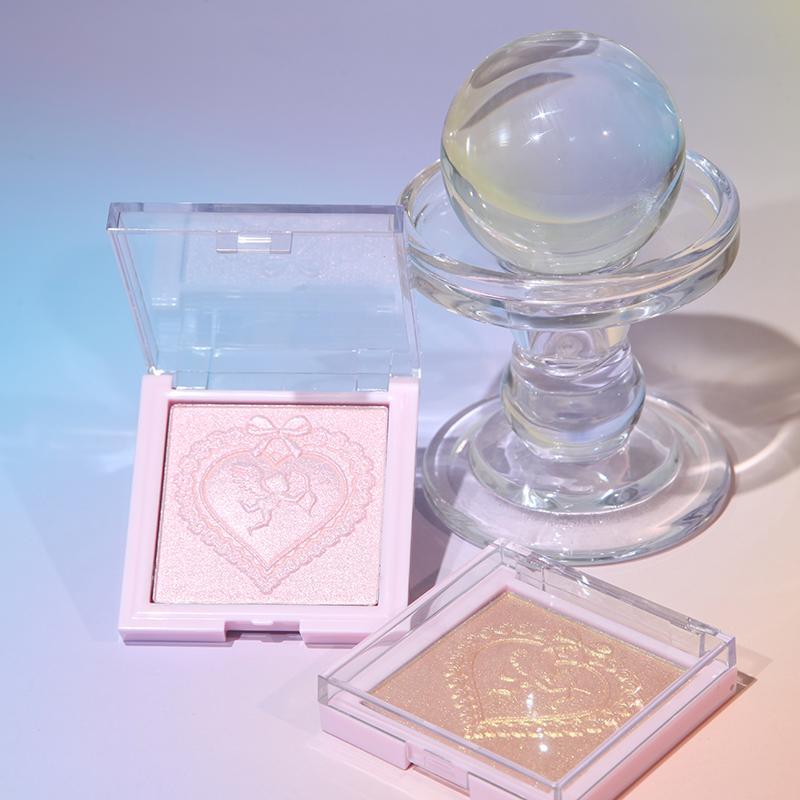 Heart Shaped Highlighter Palette, Shimmering Highlighter Powder, Long Lasting Pearly Makeup Palette, Facial Brightening Cosmetics