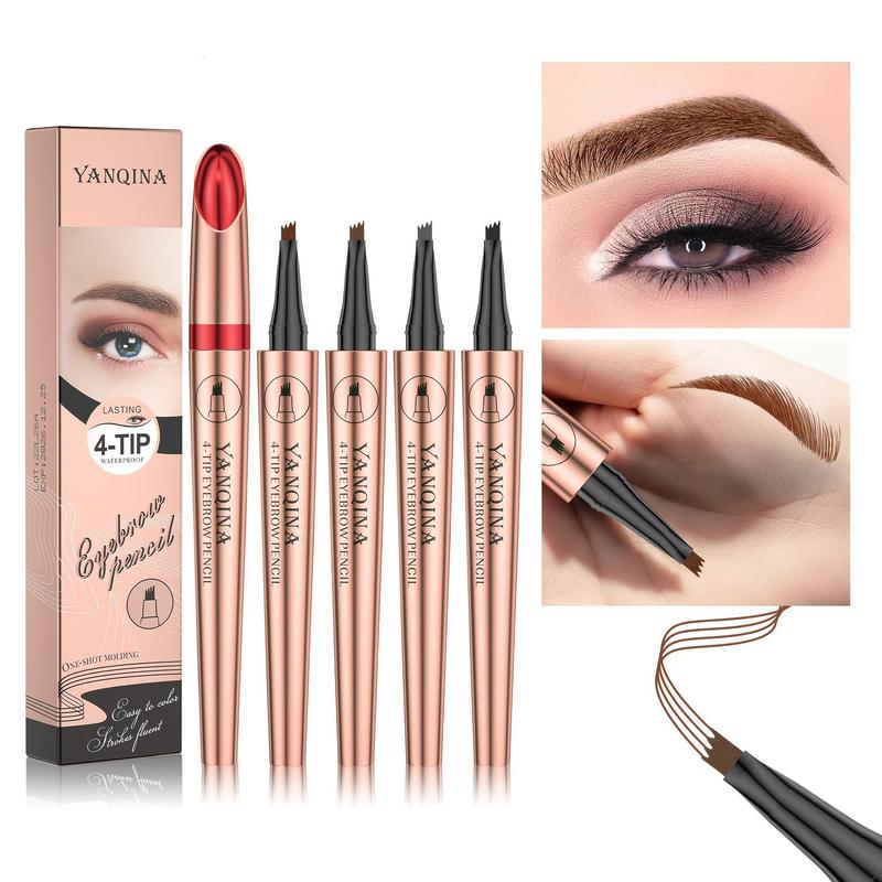 1 Piece 4D Waterproof Eyebrow Pencil, Long Lasting Eyebrow Pencil, Brow Styling Brush For Women & Girls