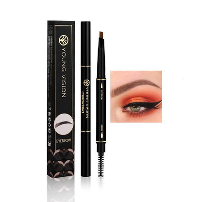 Automatic Rotary Double Head Eyebrow Pencil with Brush, 1 Count Non Smudge, Eye Makeup