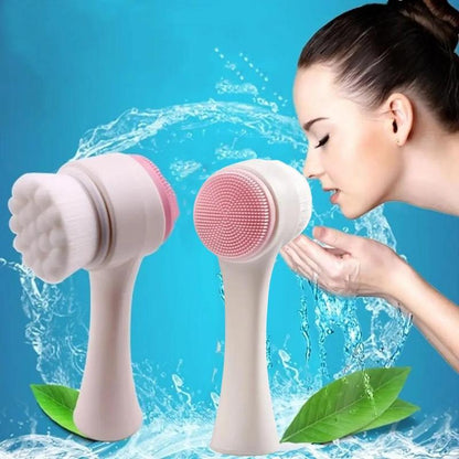 Facial Cleansing Brush, Double Sided Face Scrubber, Facial Skin Massage Brush, Dual Ended Facial Skin Care Brush, Great for Pore Cleaning, Exfoliating, Massaging