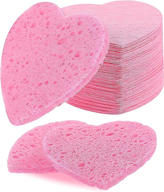 10-Count Heart Shape Compressed Facial Sponges, Natural Cosmetic Spa Sponges for Facial Cleansing for Daily Facial Cleansing, Exfoliating Mask, Makeup Remover. Ideal for Home and Travel