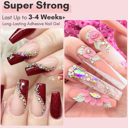 Makartt Nail Rhinestone Glue for Nails 30ML, Super Strong Gel Nail Glue for Nail Charm 3D Nails Bling Gel Decoration Gem Nail Art Jewel Diamonds Cured Need Beauty Gift