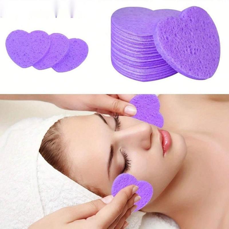 Heart Shaped Facial Cleaning Sponge, 20pcs Compressed Facial Sponges for Facial Cleansing, Facial Cleaning Tools for Women & Girls