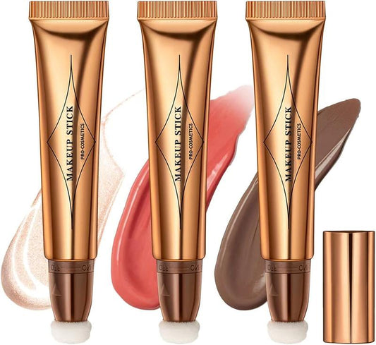 Liquid Contour Beauty Wand,Liquid Highlight Makeup Stick,Liquid Matte Blush With Cushion,Soft and Lightiweight Highlight and Shadowing Lliquid,Makeup Sticks Cosmetic Products Bronzer Applicator Cream Gentle