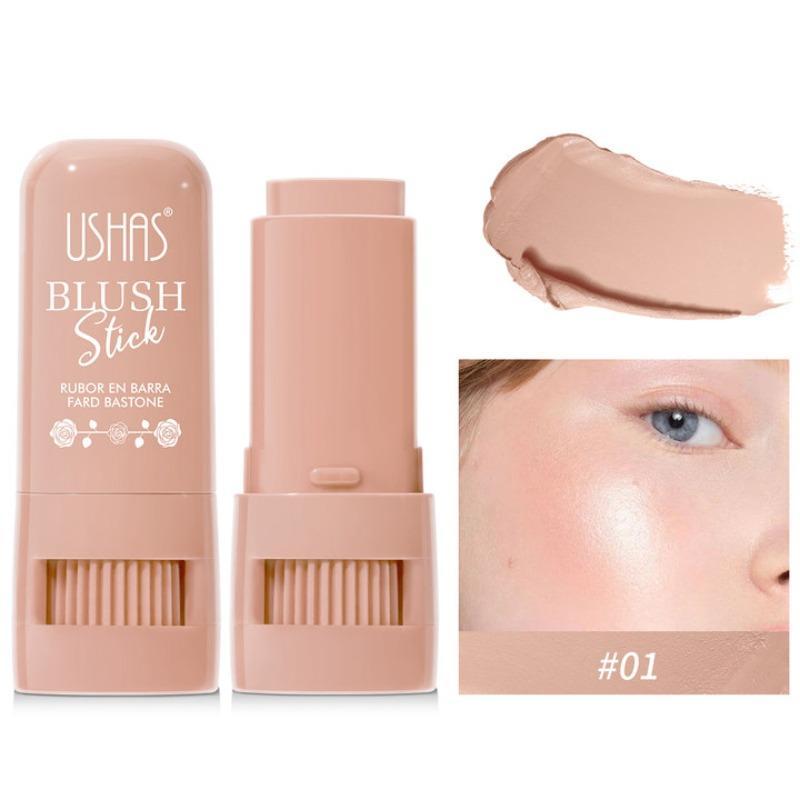 3 in 1 Rotating Soft Cream Blush Stick, 1 Count Natural Look Makeup Cream for Cheeks, Lips, Eyes, Smudge-proof Lightweight Blush, Gentle Color Shadow Cosmetic Product