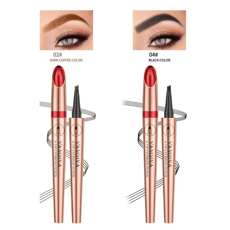 Brow Shading & Filling Pencils, 1 Count 4-tip Waterproof Long Lasting Liquid Eyebrow Pencil, Eye Brow Makeup Products for Women