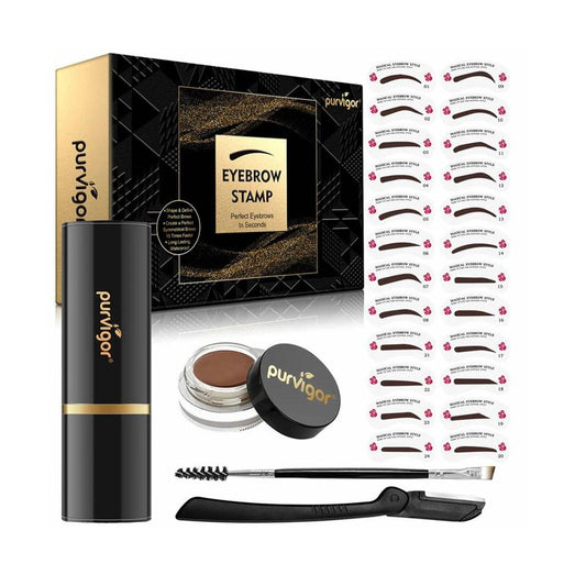 Eyebrow Stamp Kit, 1 Set Eyebrow Cream & Mushroom Head £¦double-headed Eyebrow Brush & Eyebrow Card & Eyebrow Razor, Eye Brow Makeup Tool Set