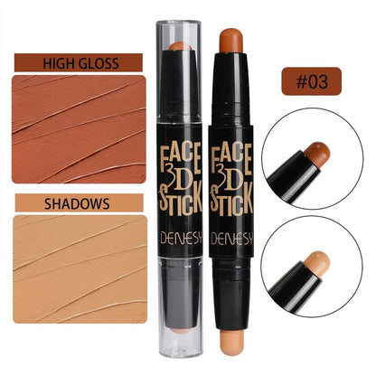 Double Head Contour Stick (1 Piece), Long-lasting, Dual-purpose & Non-fading Matte Highlighter Shadow Pen For Creating Three-dimensional Makeup