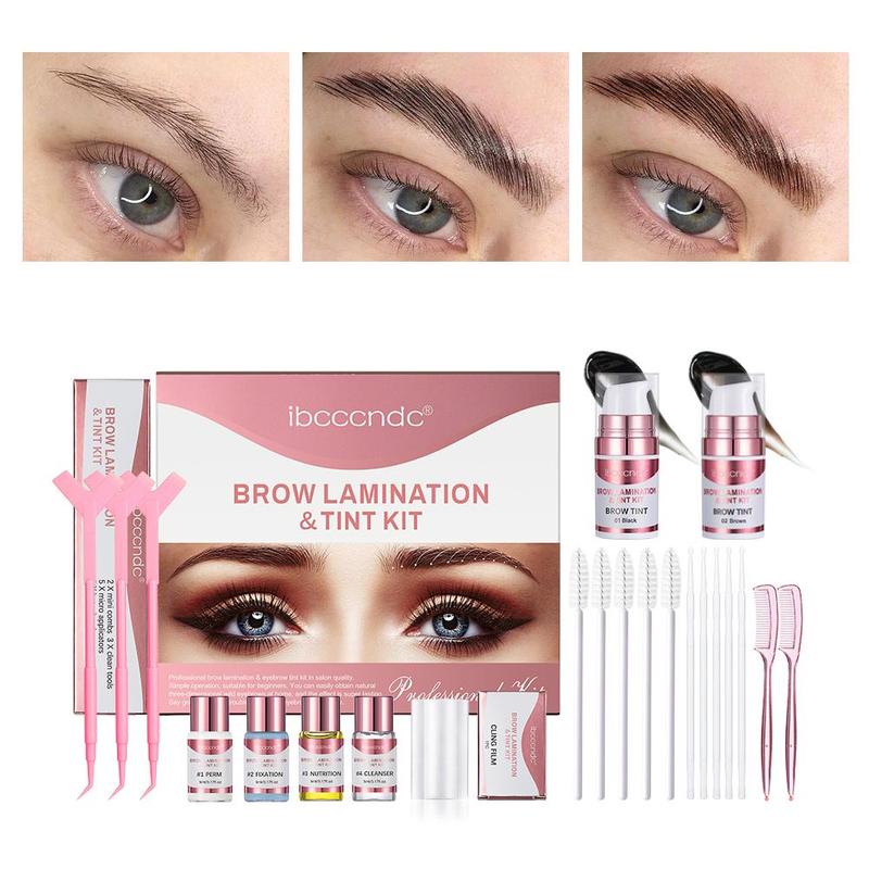 Eyebrow Tint & Lamination Kit, 1 Set Semi-permanent Eyebrow Instant Perming Supplies, Including Eyebrow Perming Cream, Brush, Tweezers, Eye Brow Styling Tool, Professional Makeup Accessories