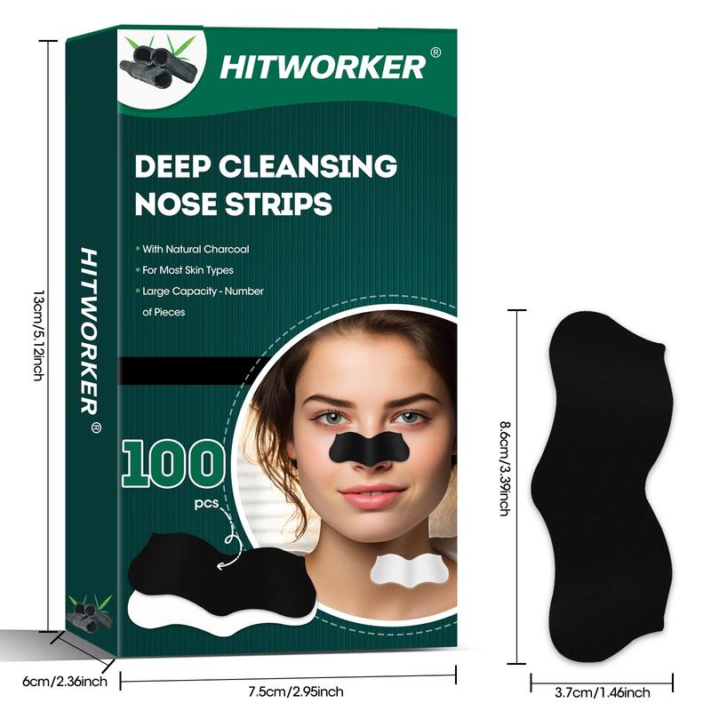 Nose Blackhead Removal Mask, 100pcs Deep Cleansing Skin Care, Remove Acne Treatment Mask, Natural Charcoal Blackhead Patch, Suitable for All Kinds Of Skin, Nose Pore Cleaning Patch