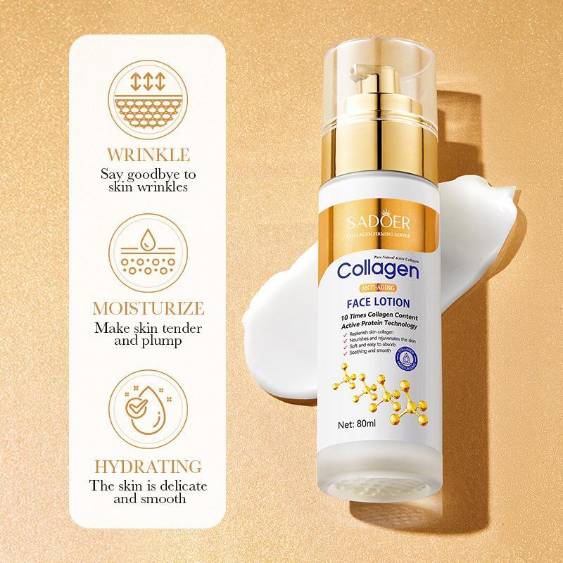 Collagen Deep Moisturizing Face Lotion, 1 Count Soothing Revitalizing and Nourishing Facial Moisturizer with Natural and Non-Irritant Ingredients, Non-Greasy Skin Care Body Lotion for All Skin Types