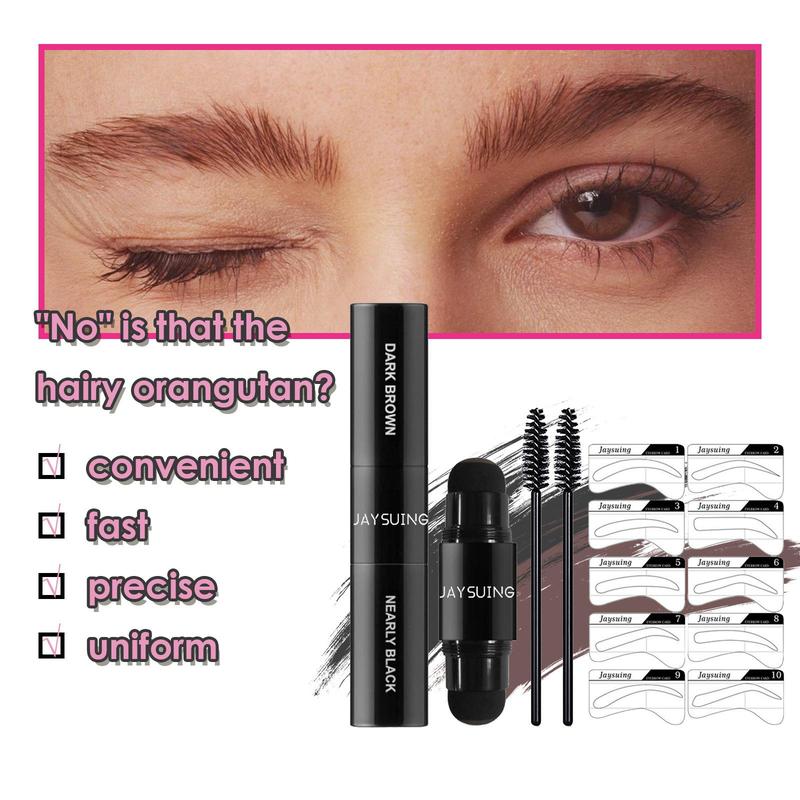 Eyebrow Stamp Stencil Kit, 1 Box 2 in 1 Eyebrow Stamp with Brush & Stencils, Long Lasting Eyebrow Stamp, Eyebrow Makeup Tool for Women