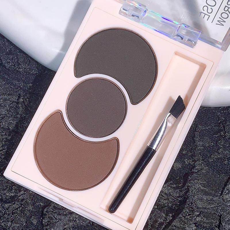 3 Color Eyebrow Powder with Brush, 1 Count Waterproof Long Lasting Eyebrow Powders, Natural Eye Brow Shading and Filling Accessories for Beginners